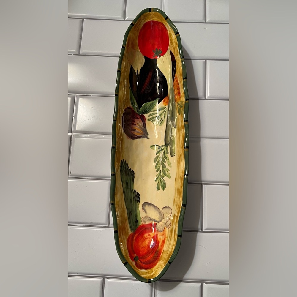 Certified International Pamela Gladding bread tray vegtable garden